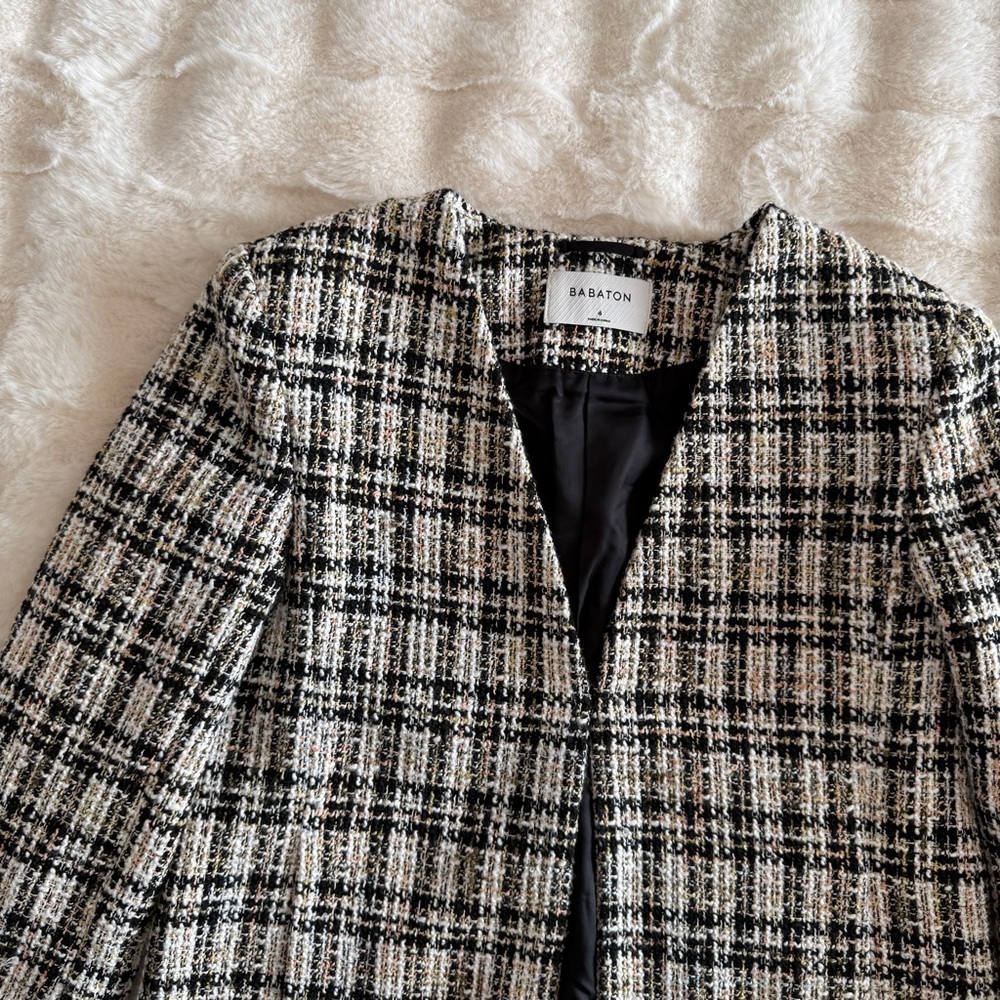 NWOT Babaton Women's Tweed Checkered Blazer - Picture 10 of 16